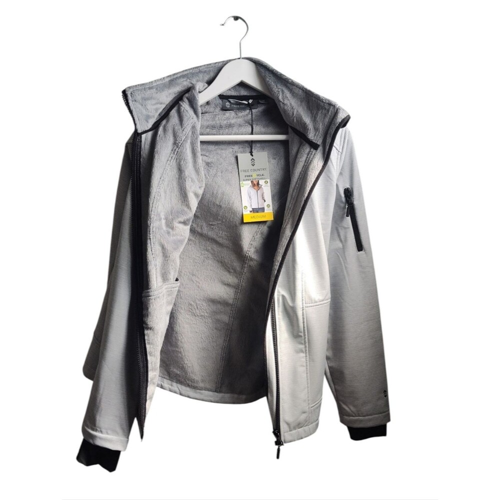 NWT Women's Free Country Light Gray Full Zip Fleece Lined Jacket